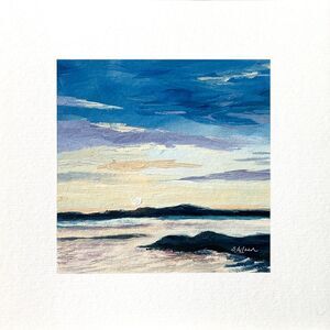 8x8 Maine Original Oil Painting Atlantic Ocean Rocks New England Coastal Signed